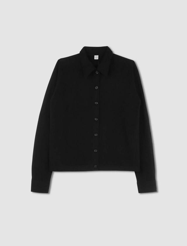 TOTÊME Shirt With Raglas Sleeves In Cashmere In Black Product Image