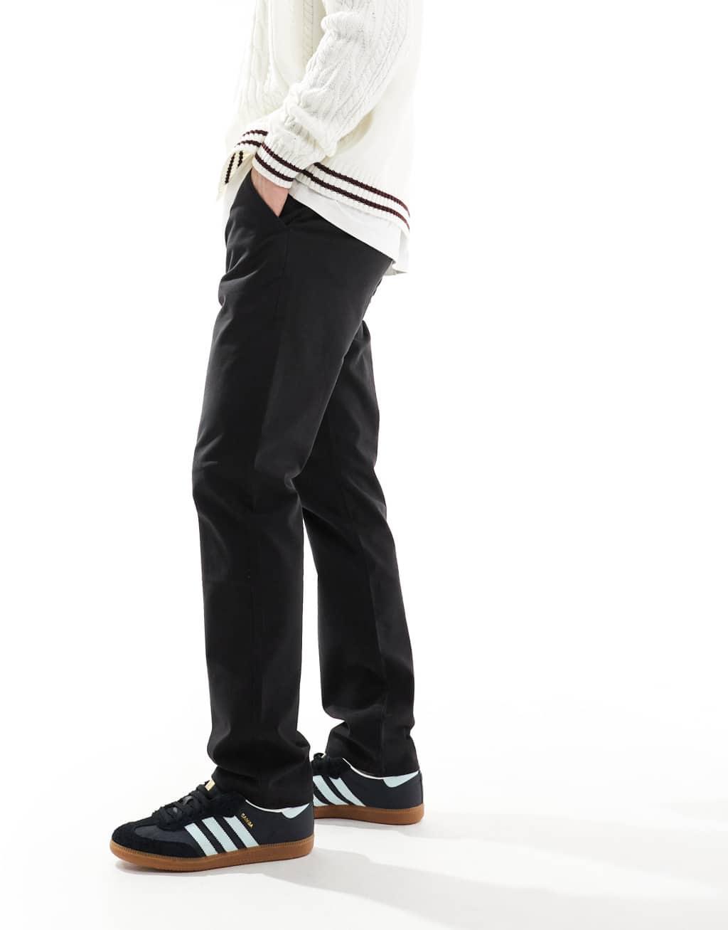 Farah Elm slim fit twill chino pants in black Product Image