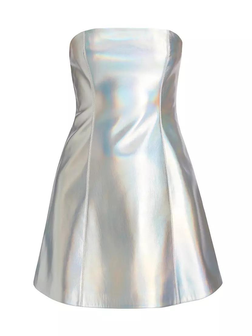 Iridescent Faux Leather Tube Minidress Product Image