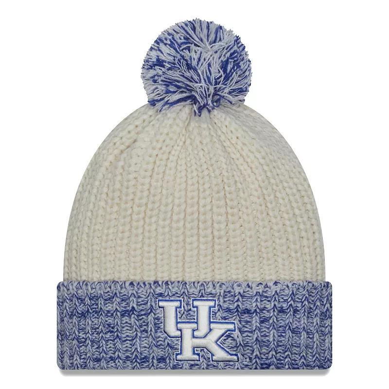 Womens New Era Cream Kentucky Wildcats Fresh Cuffed Knit Hat with Pom Product Image