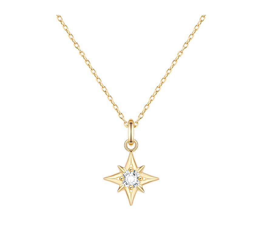 Star Rhinestone Pendant Sterling Silver Necklace Product Image