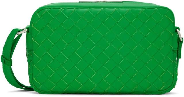 BOTTEGA VENETA Green Classic Intrecciato Messenger Bag In 3724 Parakeet Silver Product Image