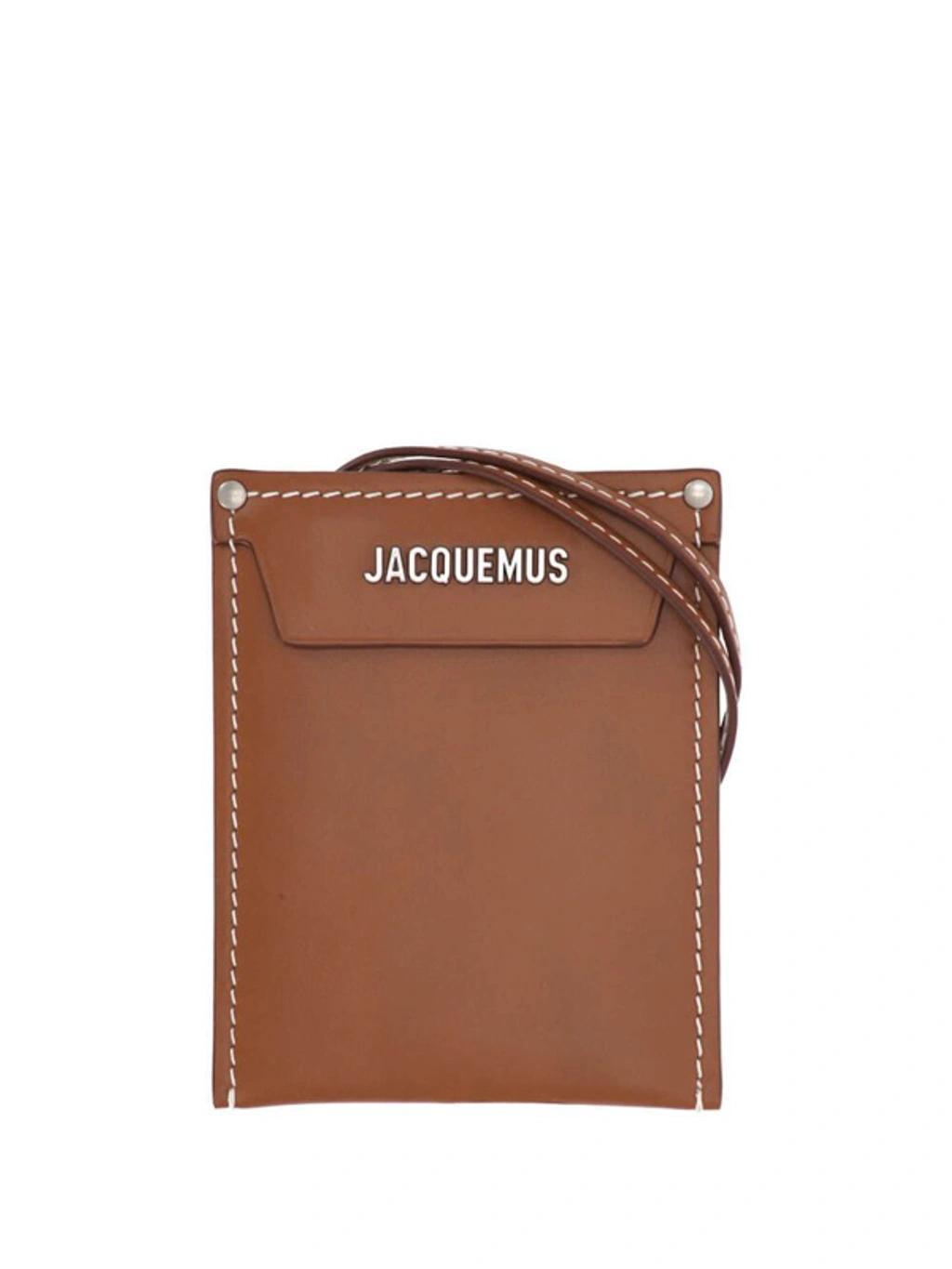 Le Porte Poche Meunier Logo Plaque Wallet In Brown Product Image