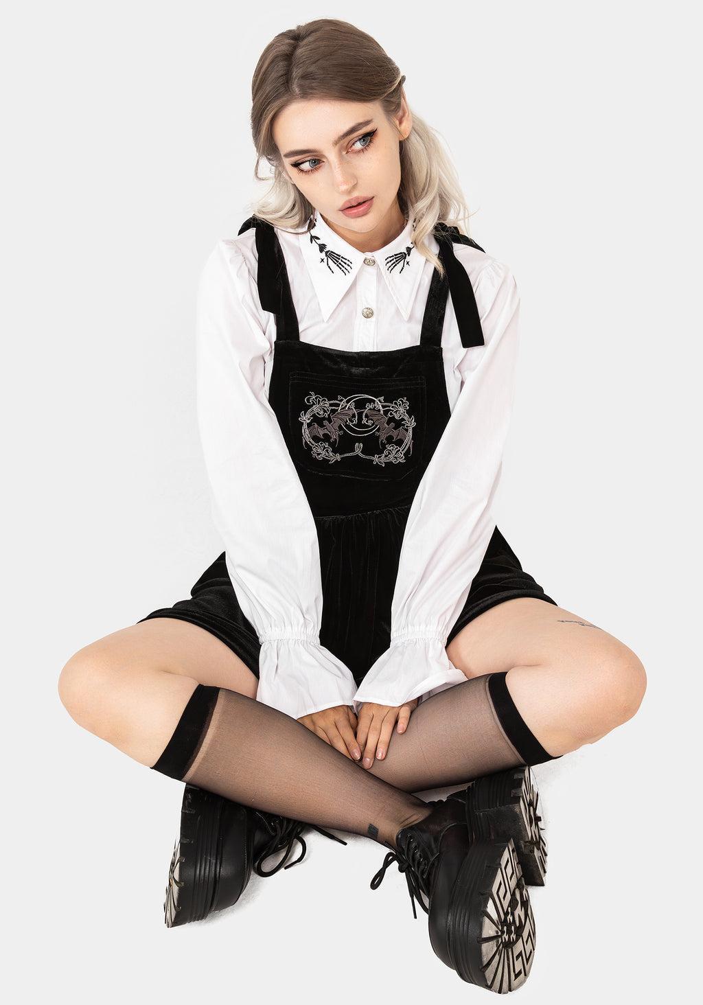 Vampyrum Bat Embroidered Mini Pinafore Dress Product Image