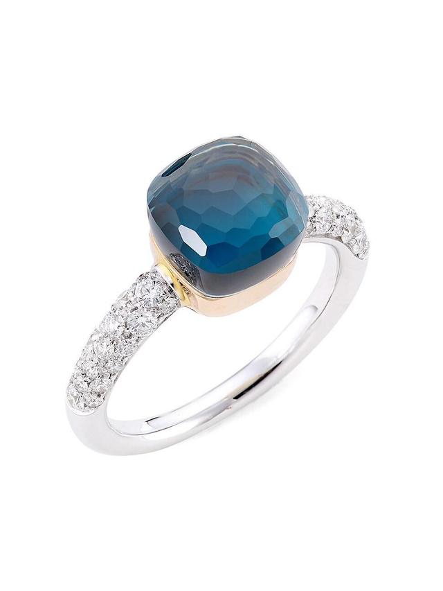 Womens Nudo 18K Two-Tone Gold, London Blue Topaz Doublet & Diamond Petite Ring Product Image