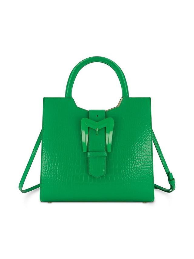 Womens Medium Crocodile-Embossed Leather Tote Bag Product Image