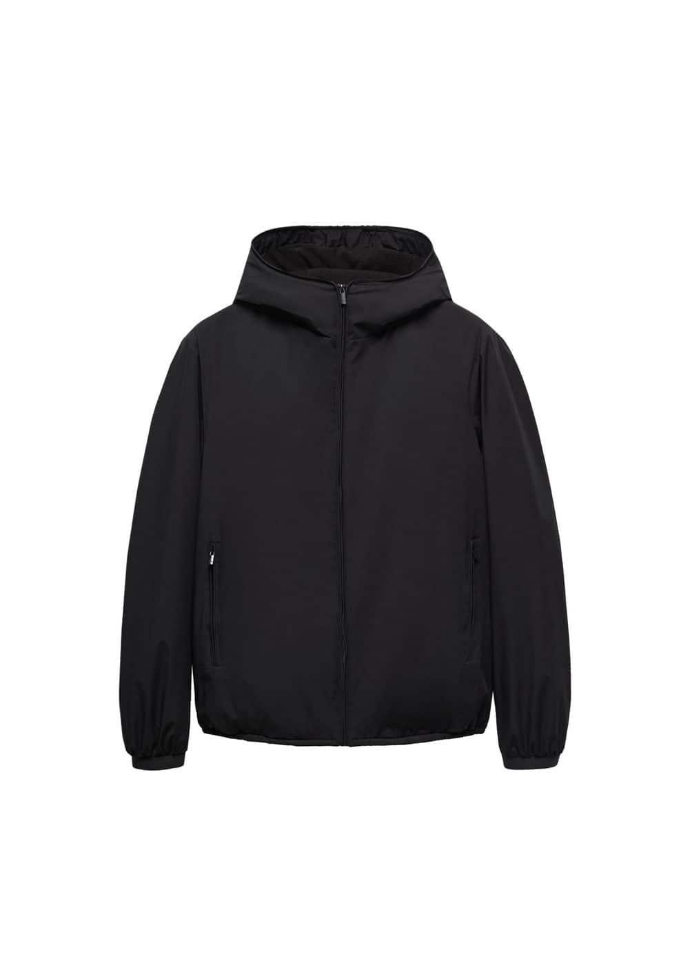 MANGO MAN - Water-repellent hooded quilted jacket blackMen Product Image
