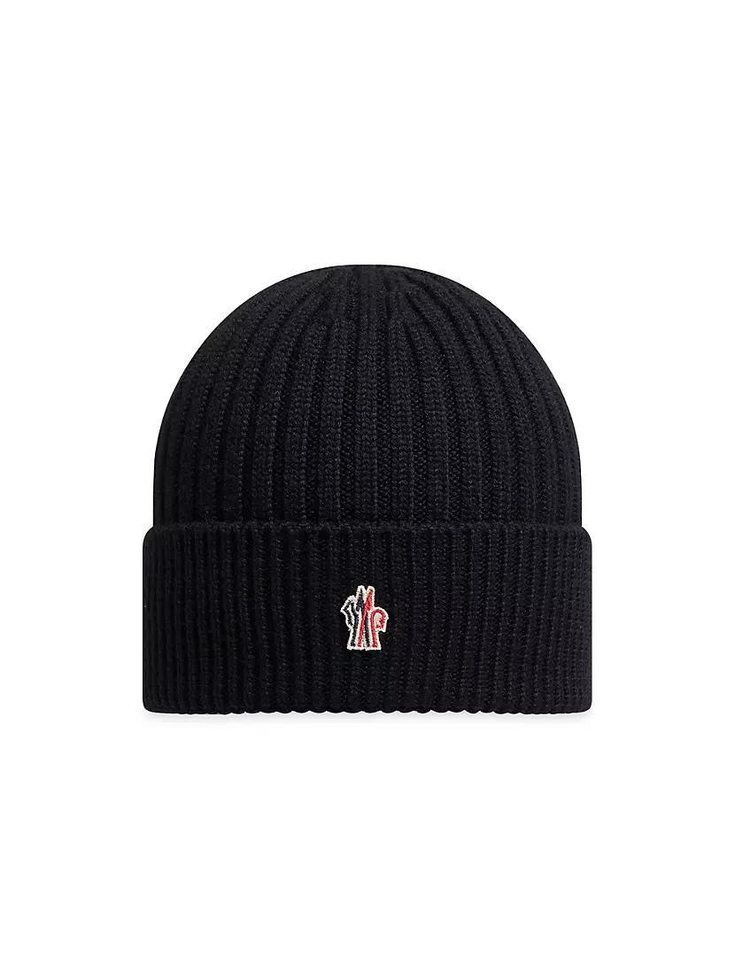 Logo Patch Wool Ribbed Knit Beanie Product Image