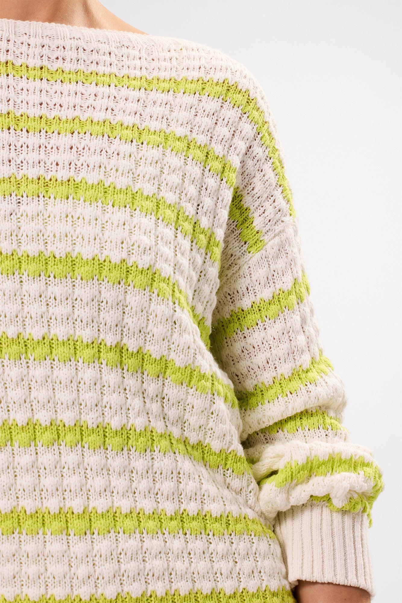 Stripe Novelty Sweater - Ivory Lime Stripe Product Image