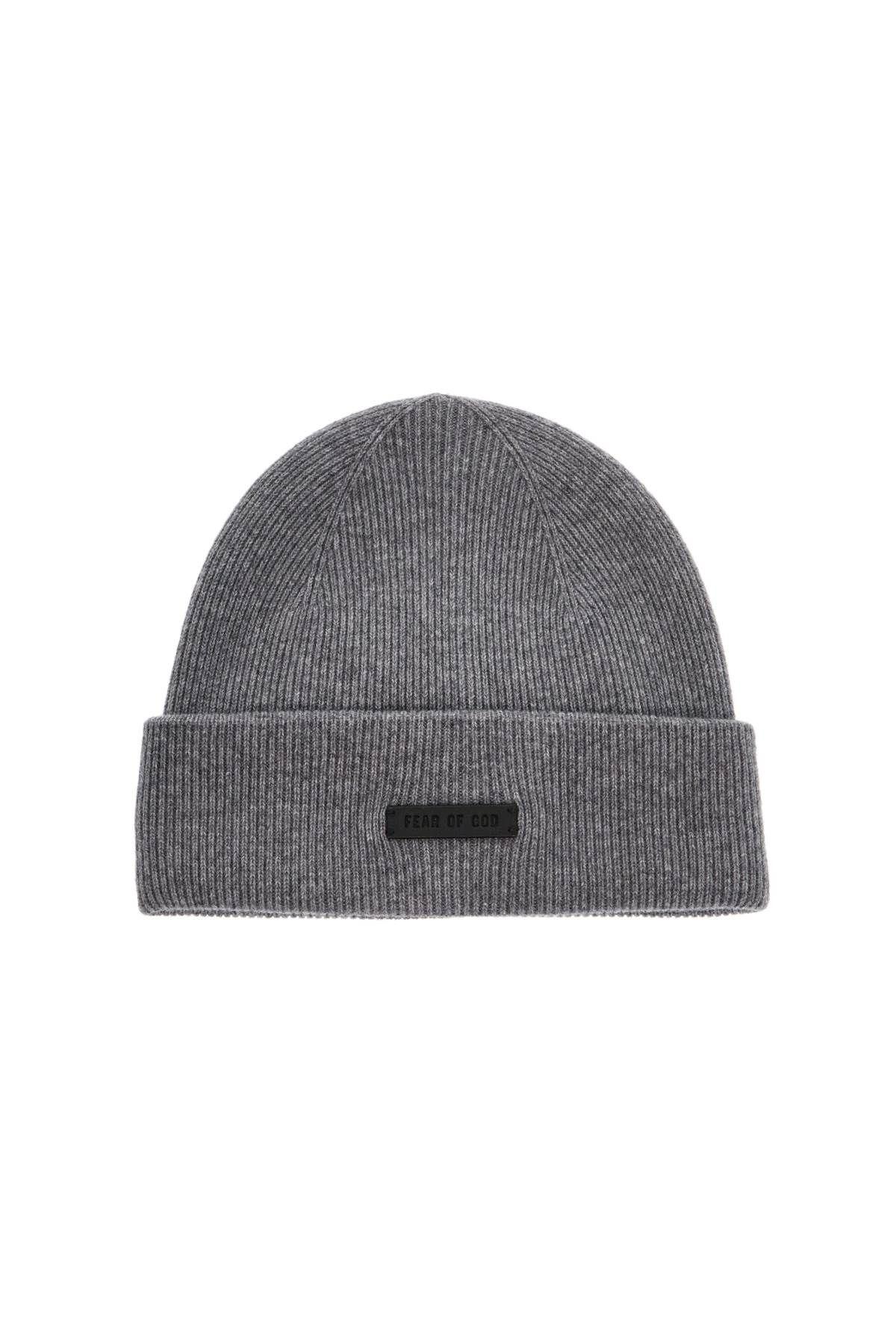 Logo Patch Ribbed Knit Beanie In Grey Product Image