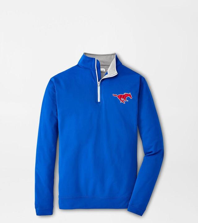 Peter Millar Mens SMU Perth Performance Quarter-Zip | Color: Blue | Size: L Product Image