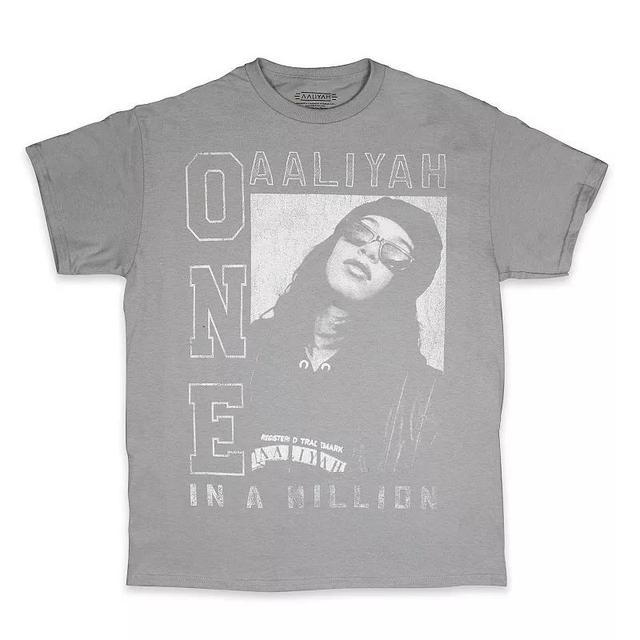 Mens Aliyah One In A Million Album Cover Crewneck Graphic Tee Grey Product Image