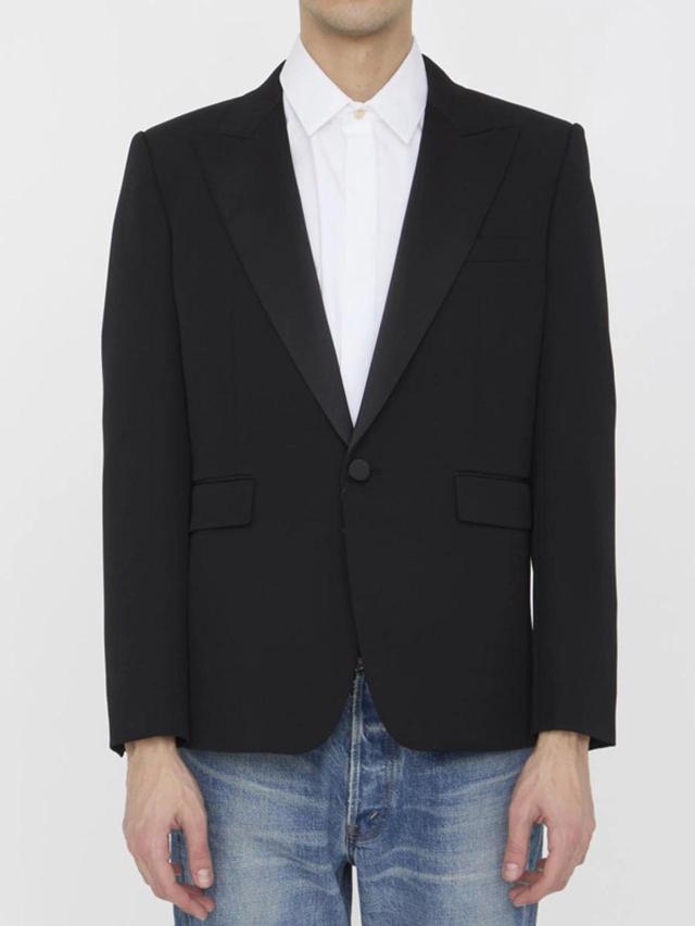 Men Single-breasted Tuxedo Jacket In Black Product Image