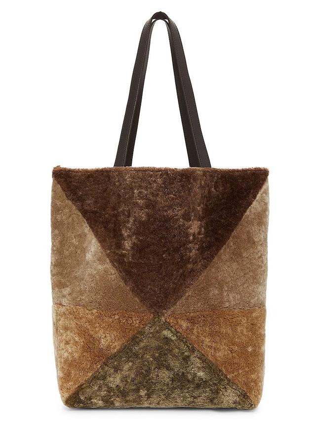 Womens Puzzle Fold Shearling Tote Bag Product Image