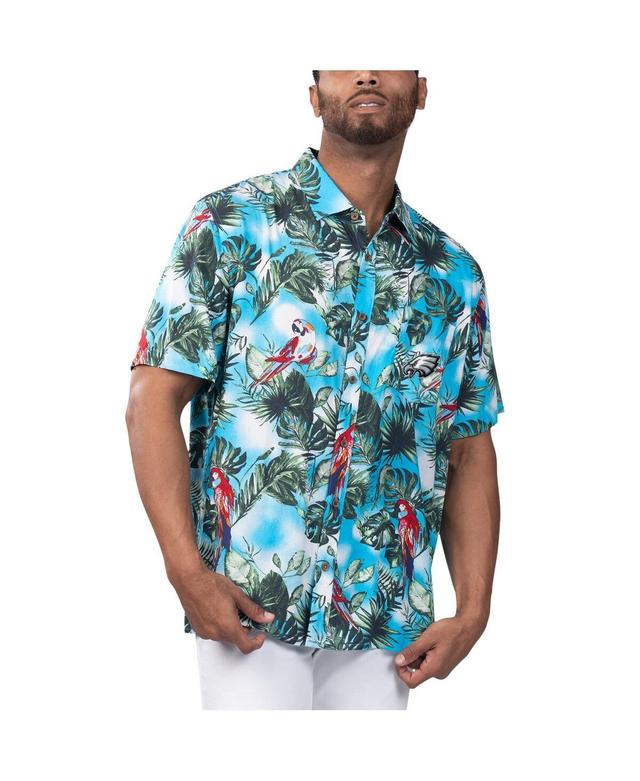 Mens Margaritaville Blue Kansas City Chiefs Jungle Parrot Party Button-Up Shirt Product Image