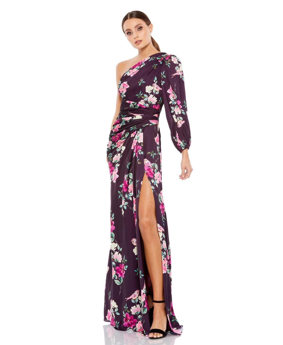 Mac Duggal Floral One-Shoulder Gown Product Image