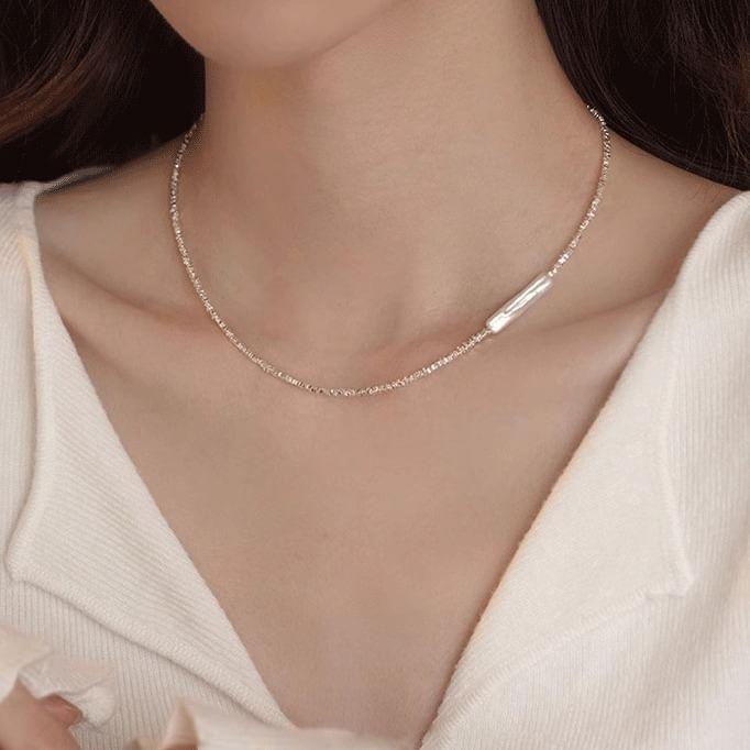 Sterling Silver Faux Pearl Necklace Product Image