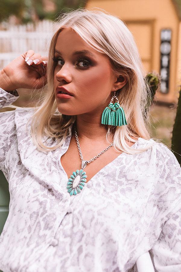 The Penelope Mini Tassel Earrings in Seafoam Product Image