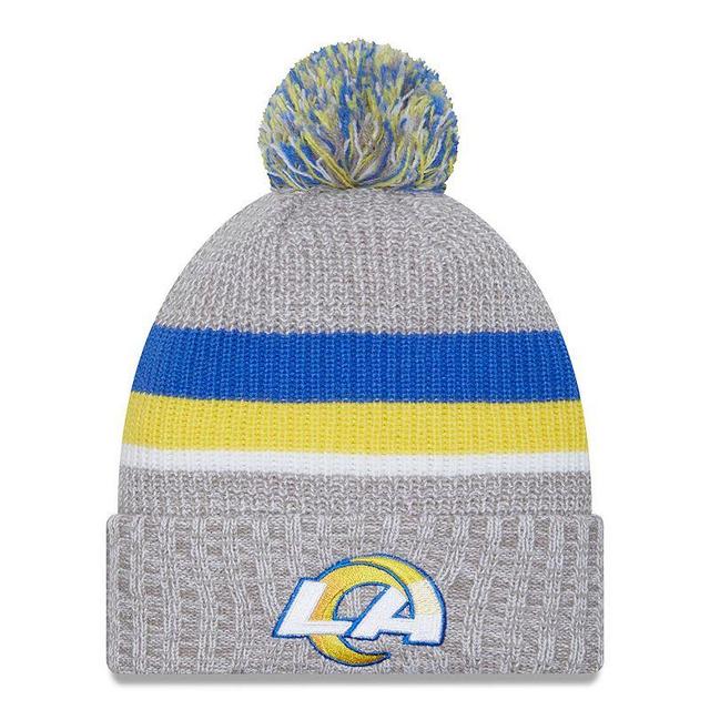 Mens New Era Heather Gray Los Angeles Rams Cuffed Knit Hat with Pom Product Image