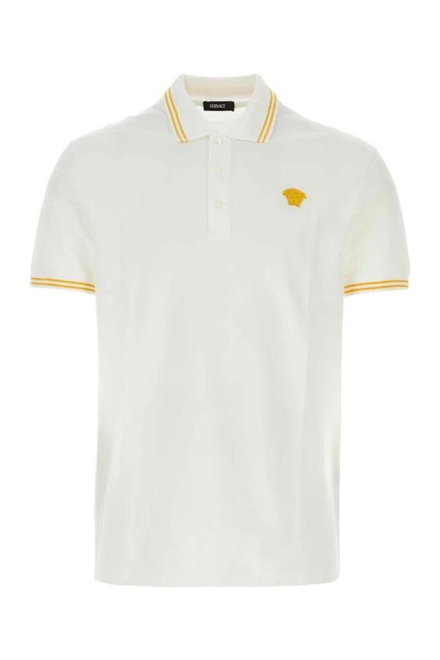 Men's Medusa Pop Piqué Polo In Optical White Product Image