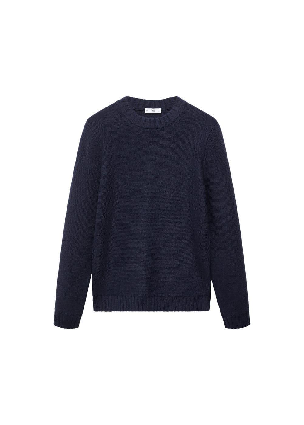 MANGO MAN - Knitted sweater with ribbed details dark navyMen Product Image