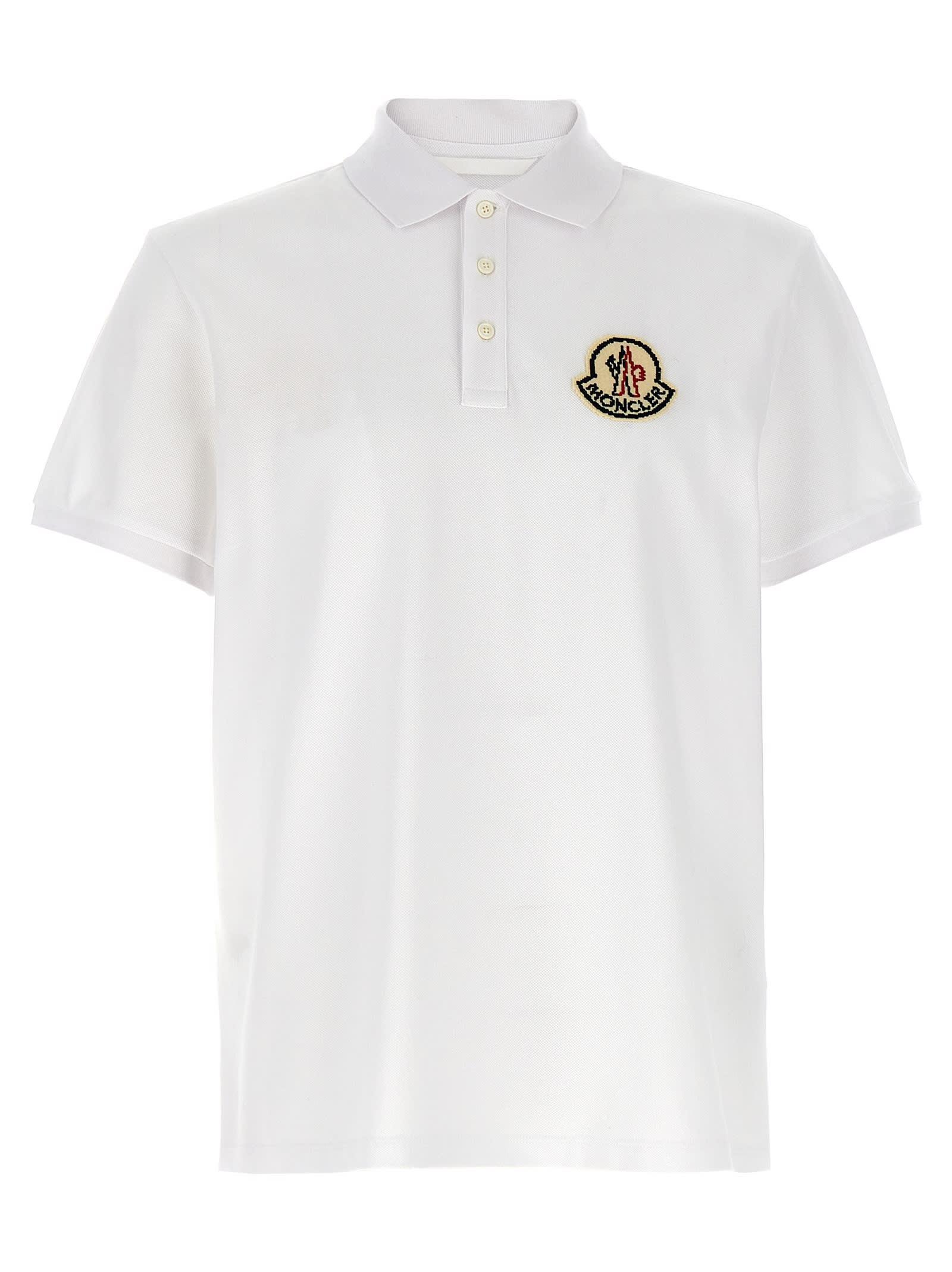 MONCLER Logo Patch Polo Shirt In White Product Image