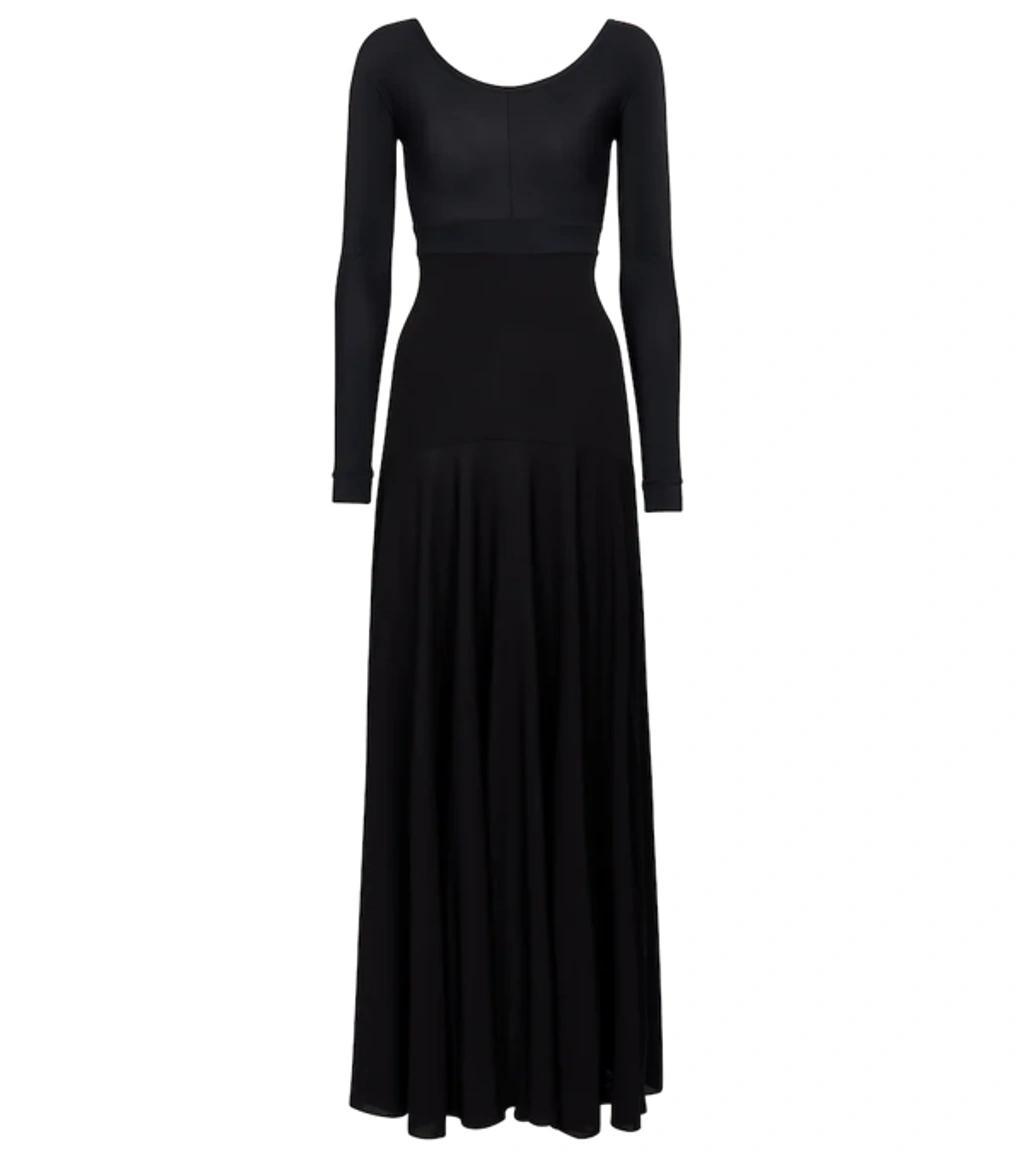 Womens Black Boat-neck Crepe Maxi Dress 8 Product Image