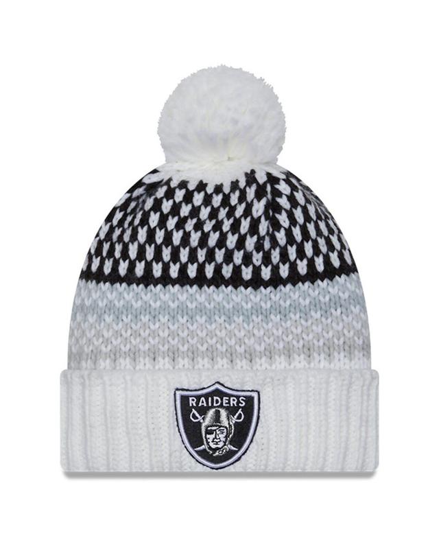 Womens New Era White Las Vegas Raiders 2023 Sideline Cuffed Knit Hat with Pom Product Image