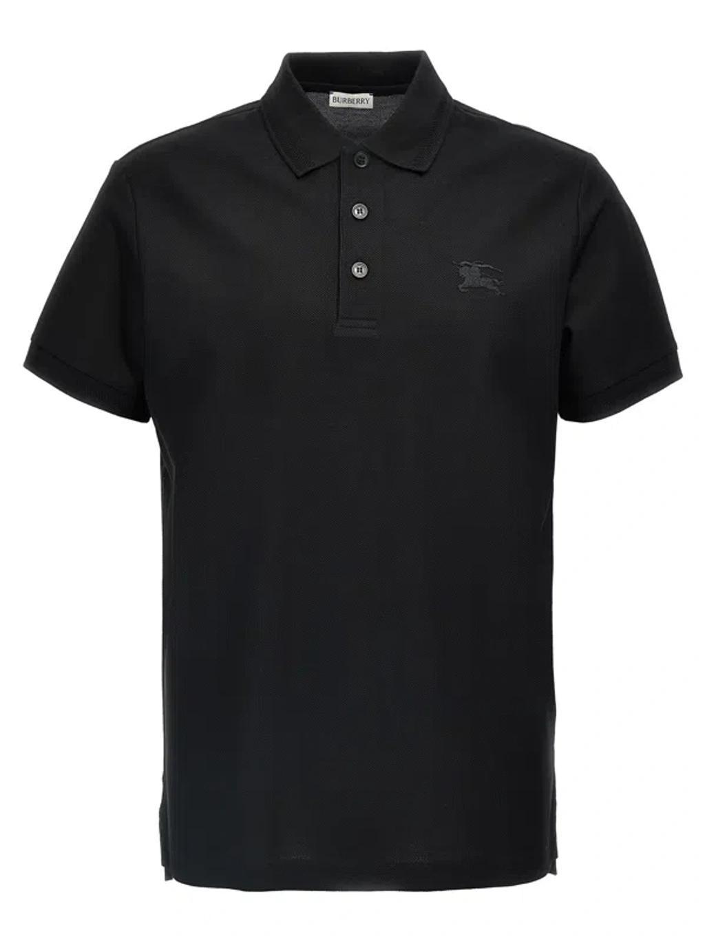 Logo Embroidered Short Sleeved Polo Shirt In Black Product Image