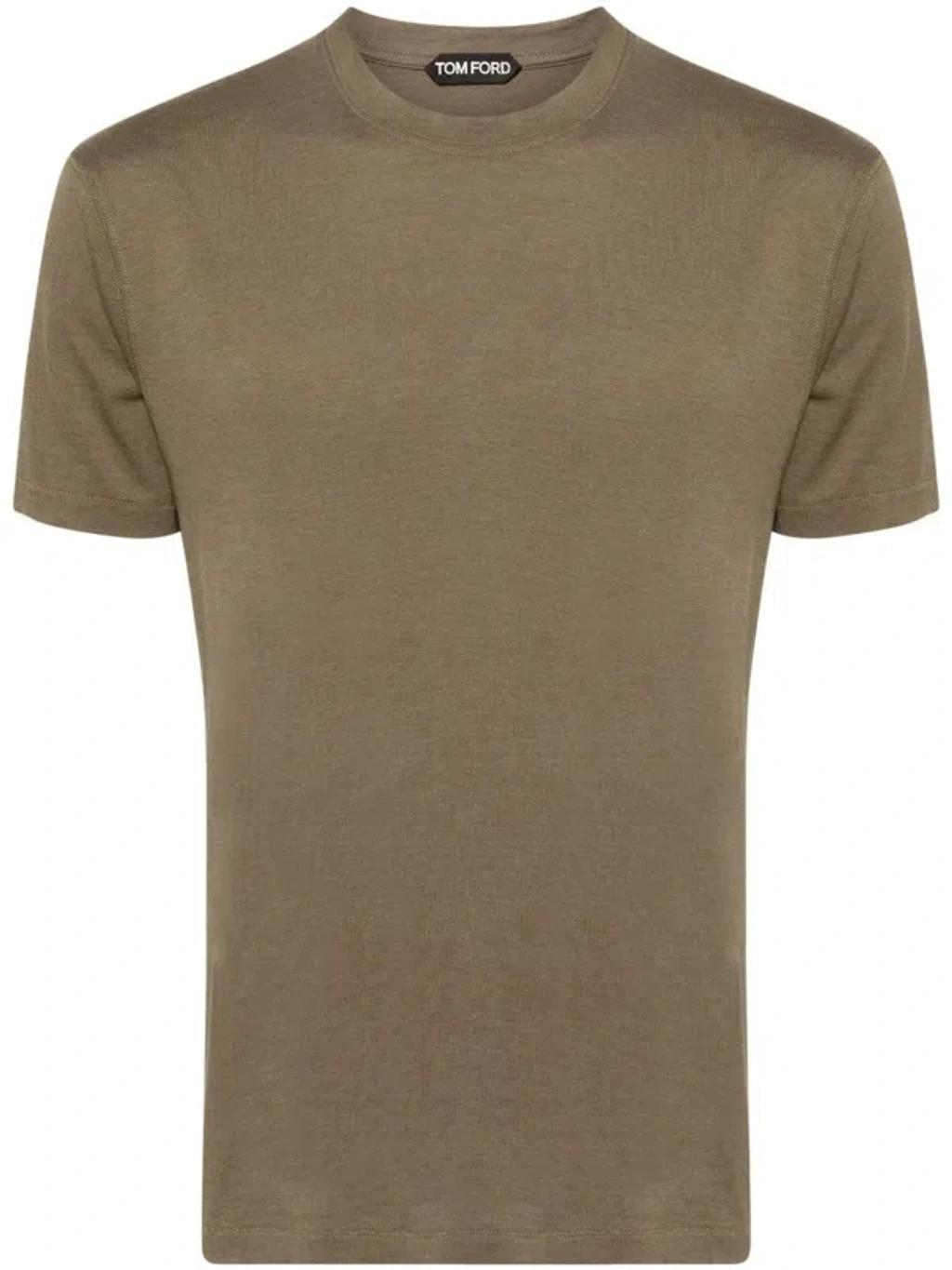 TOM FORD Logo-embroidered Jersey T-shirt In Verde product image