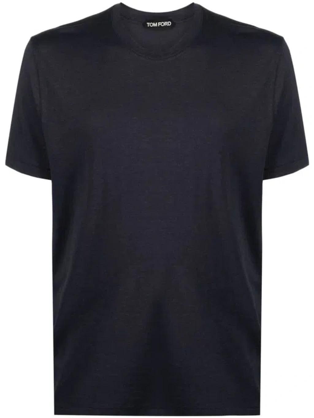 TOM FORD Mélange-effect Lyocell-blend T-shirt In Blue product image