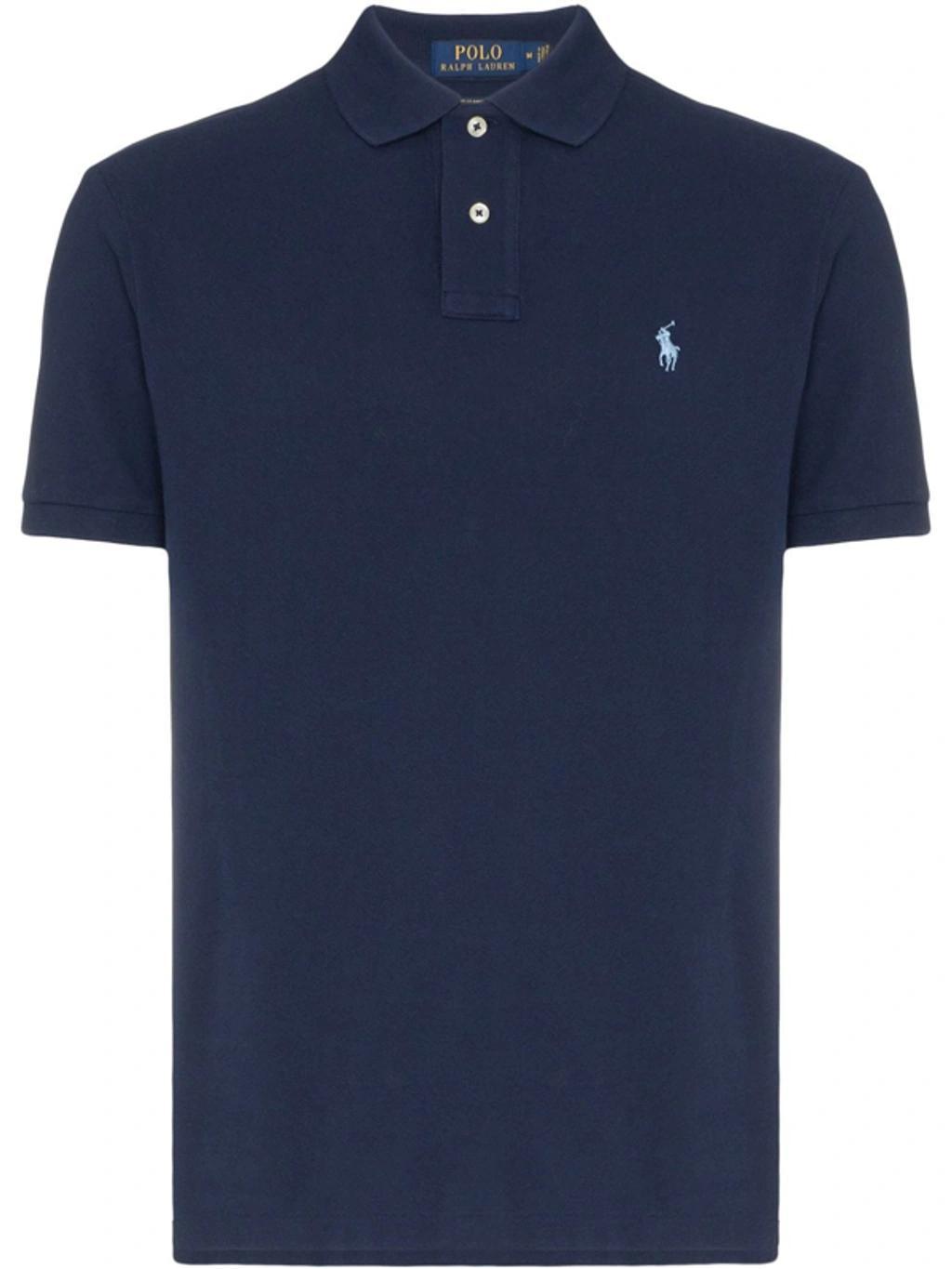 Logo-embroidered Short-sleeve Polo Shirt In French Navy Product Image