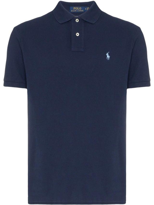 Logo-embroidered Short-sleeve Polo Shirt In French Navy Product Image