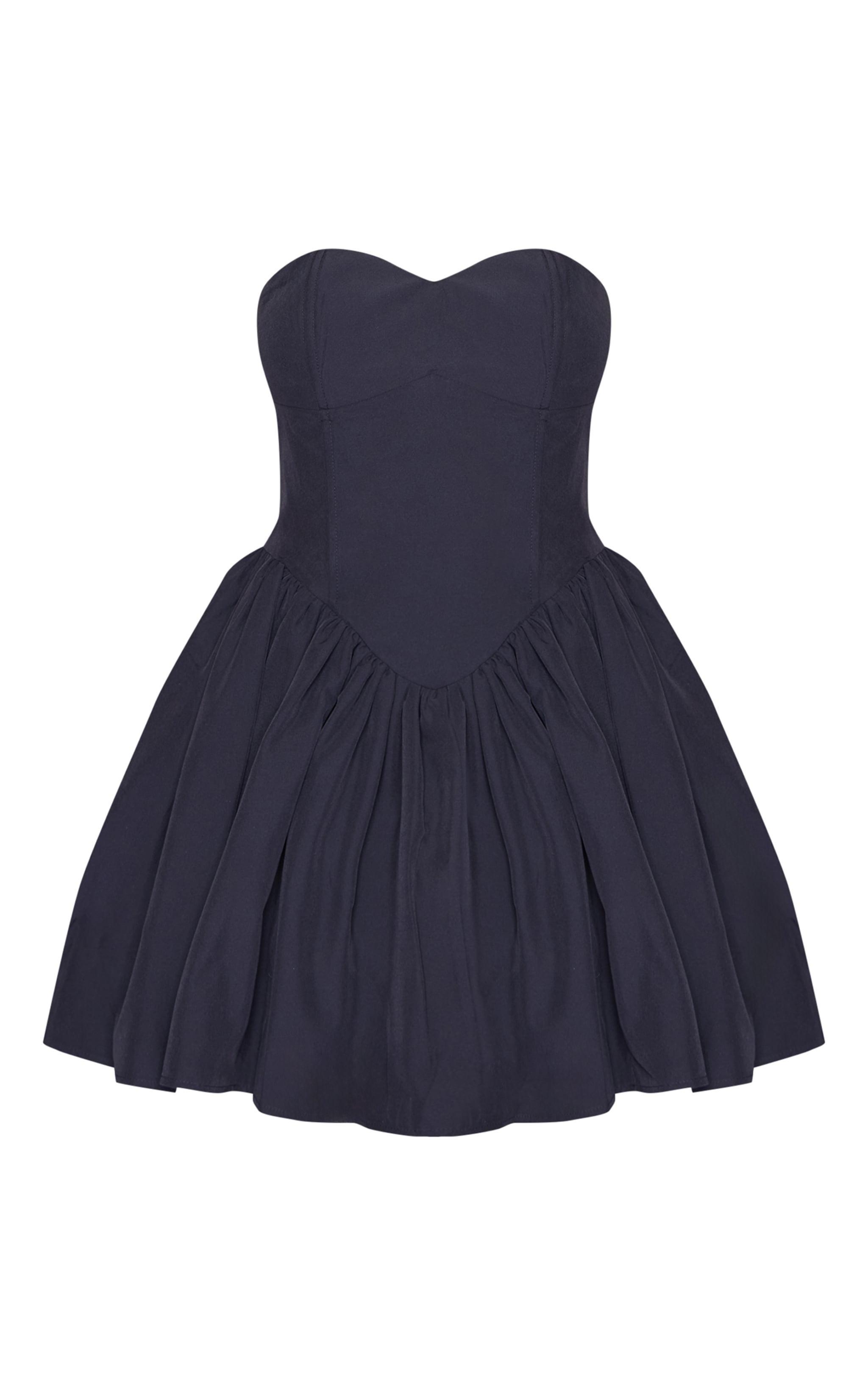 Black Bandeau Corset Detail Shift Dress Product Image