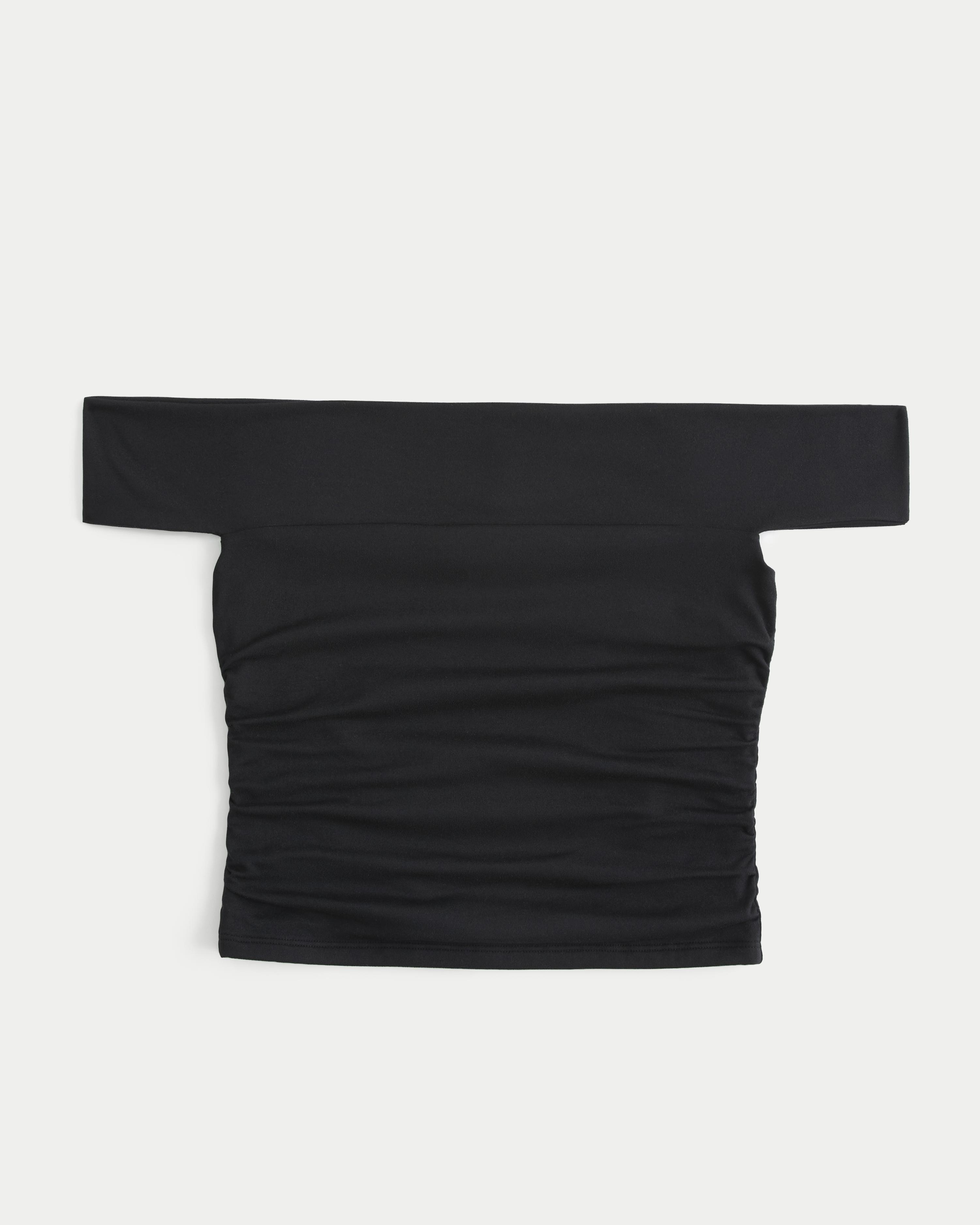 Soft Stretch Seamless Fabric Ruched Off-the-Shoulder Top Product Image