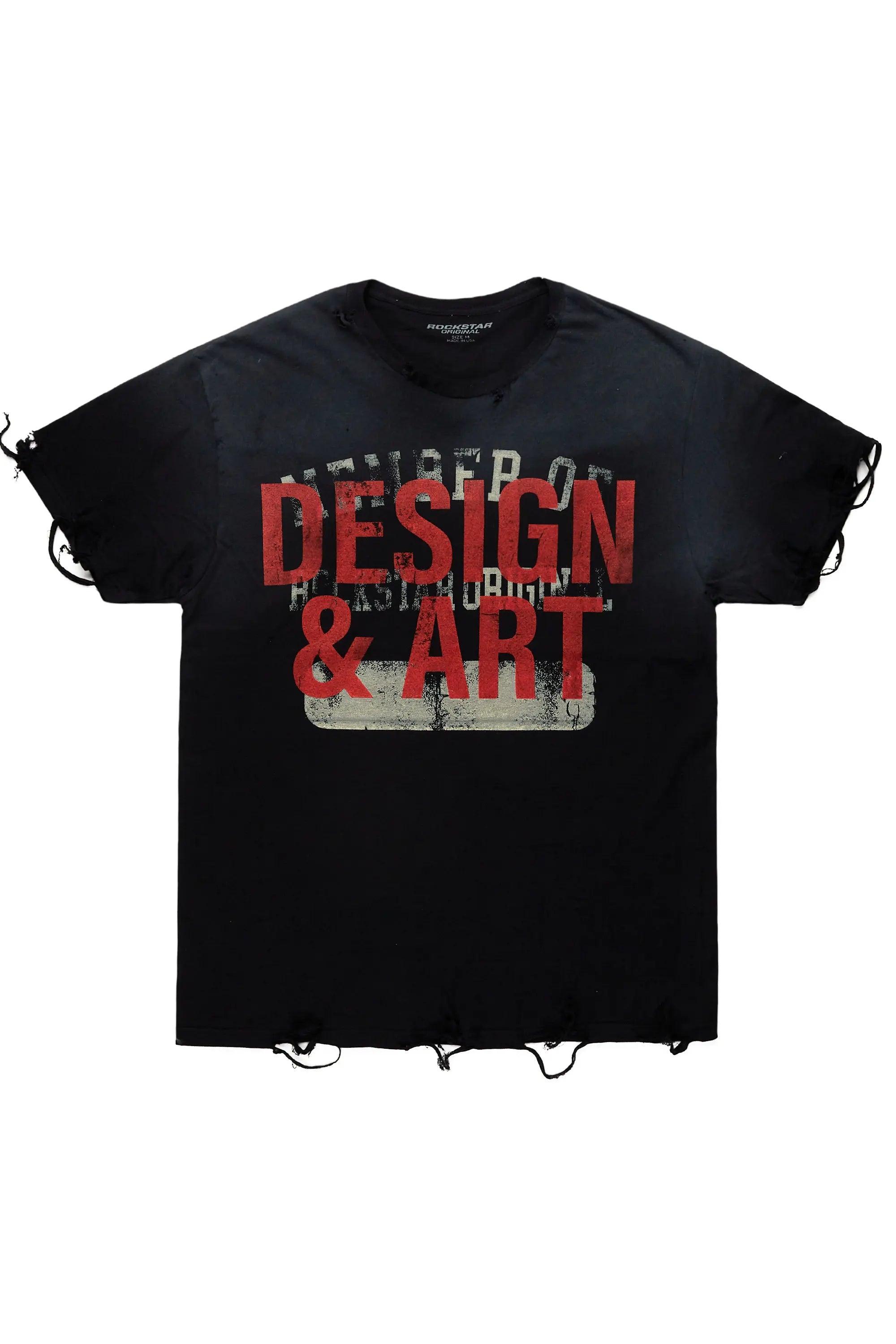 Magar Black Oversized Graphic T-Shirt Male Product Image