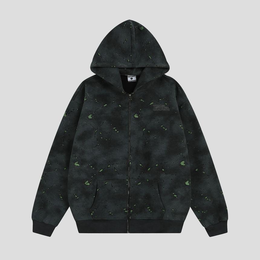 Splash Print Zip-Up Hoodie Product Image