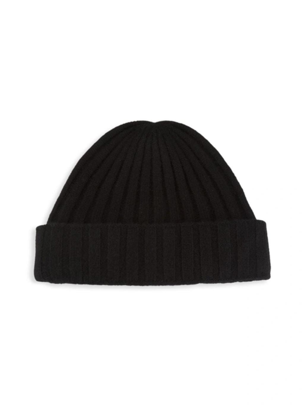 Wide-ribbed Cashmere Beanie In Black Product Image