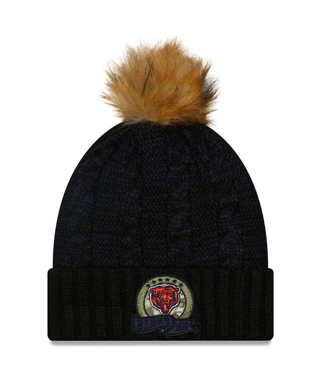 Womens New Era Black Chicago Bears 2022 Salute To Service Pom Knit Hat - Black Product Image