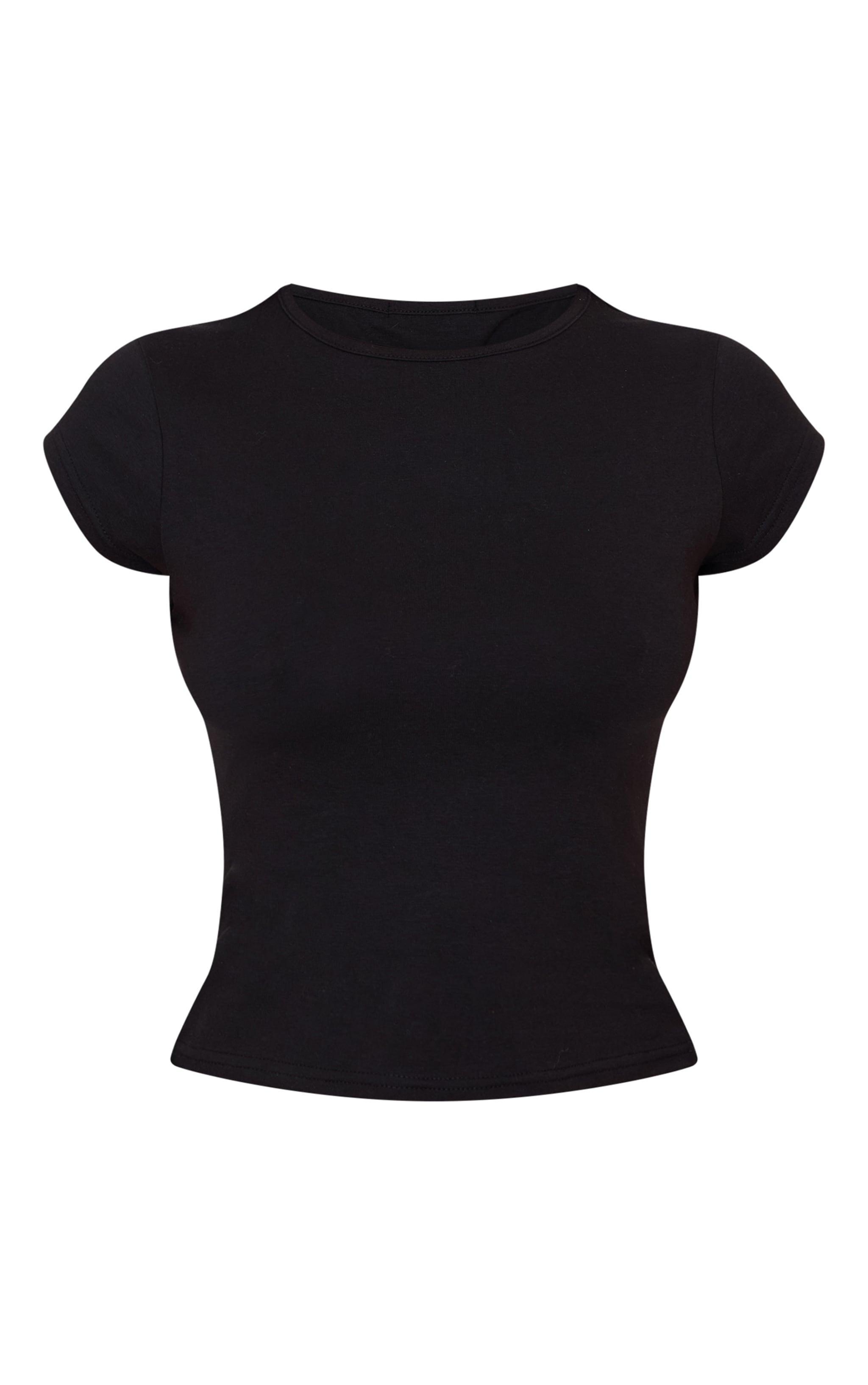 Petite Black Modal Cotton Longline Fitted T-shirt Product Image