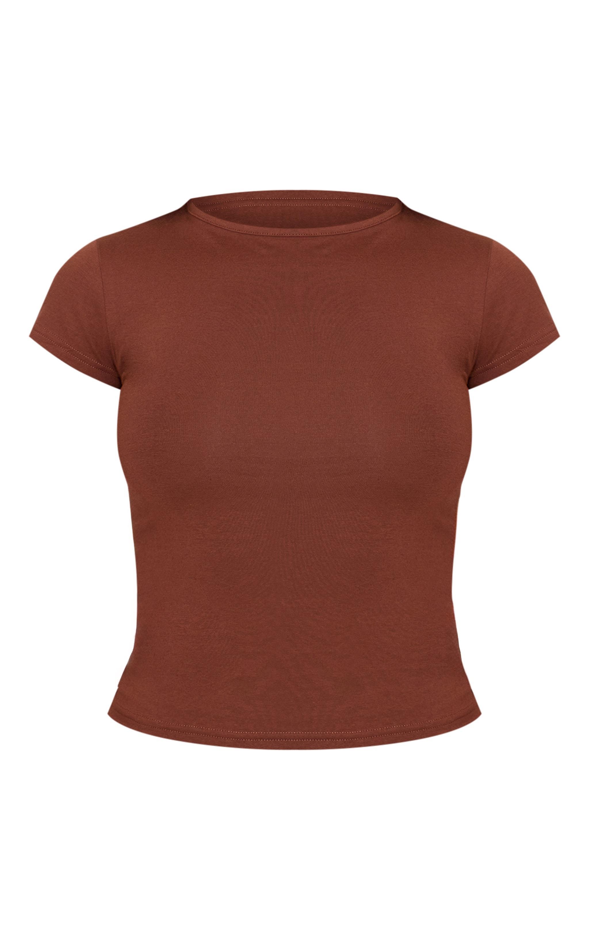 Chocolate Modal Cotton Longline Fitted T Shirt Product Image