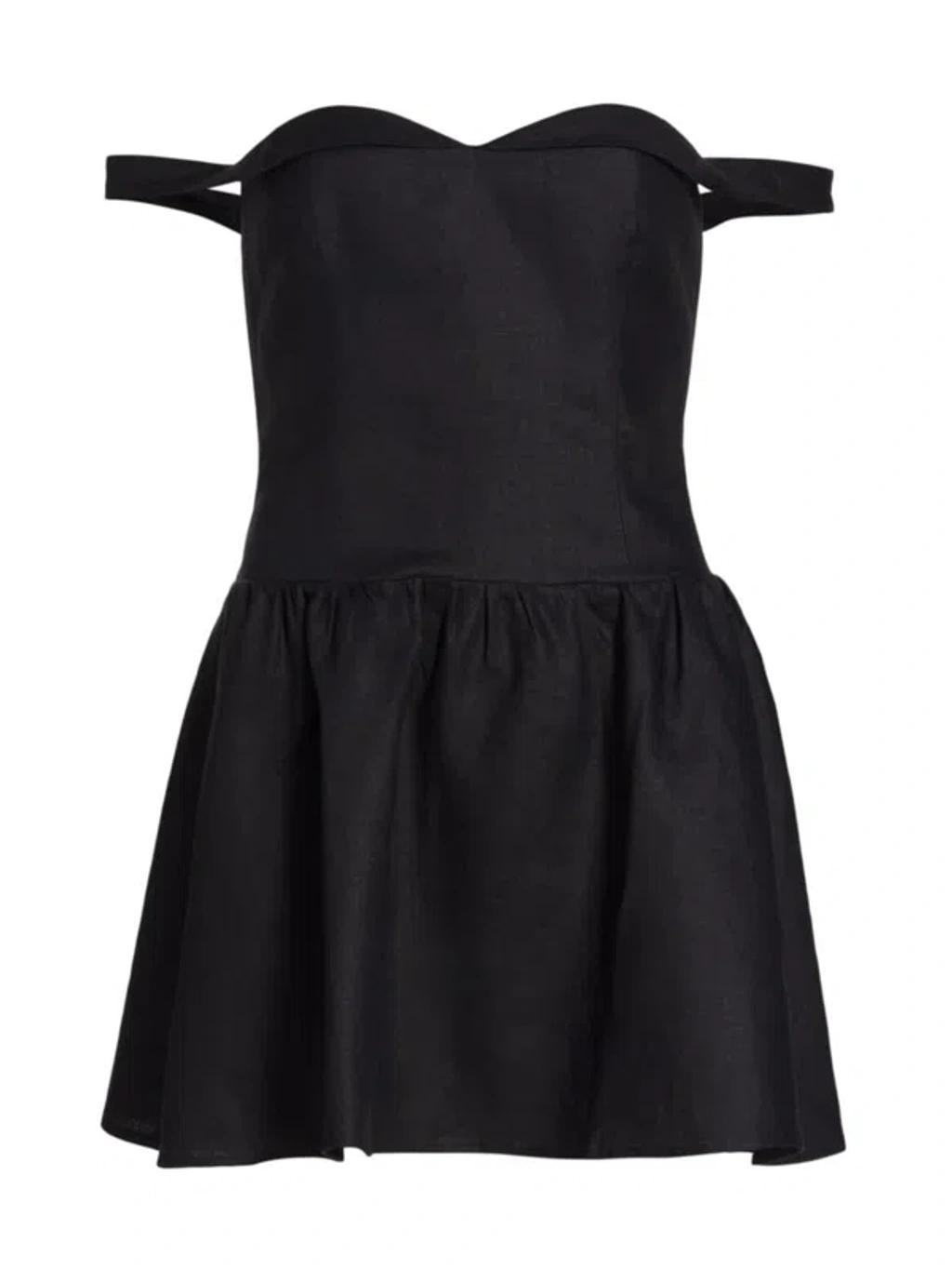 Sora Linen Dress In Black Product Image