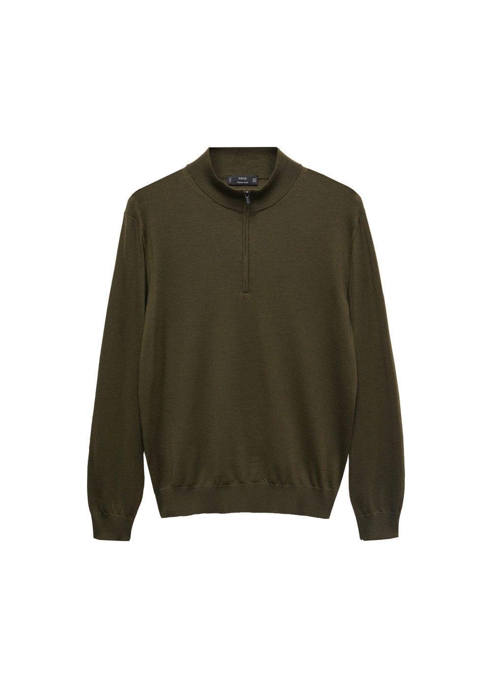 MANGO MAN - 100% merino wool sweater with zipper collar khakiMen Product Image