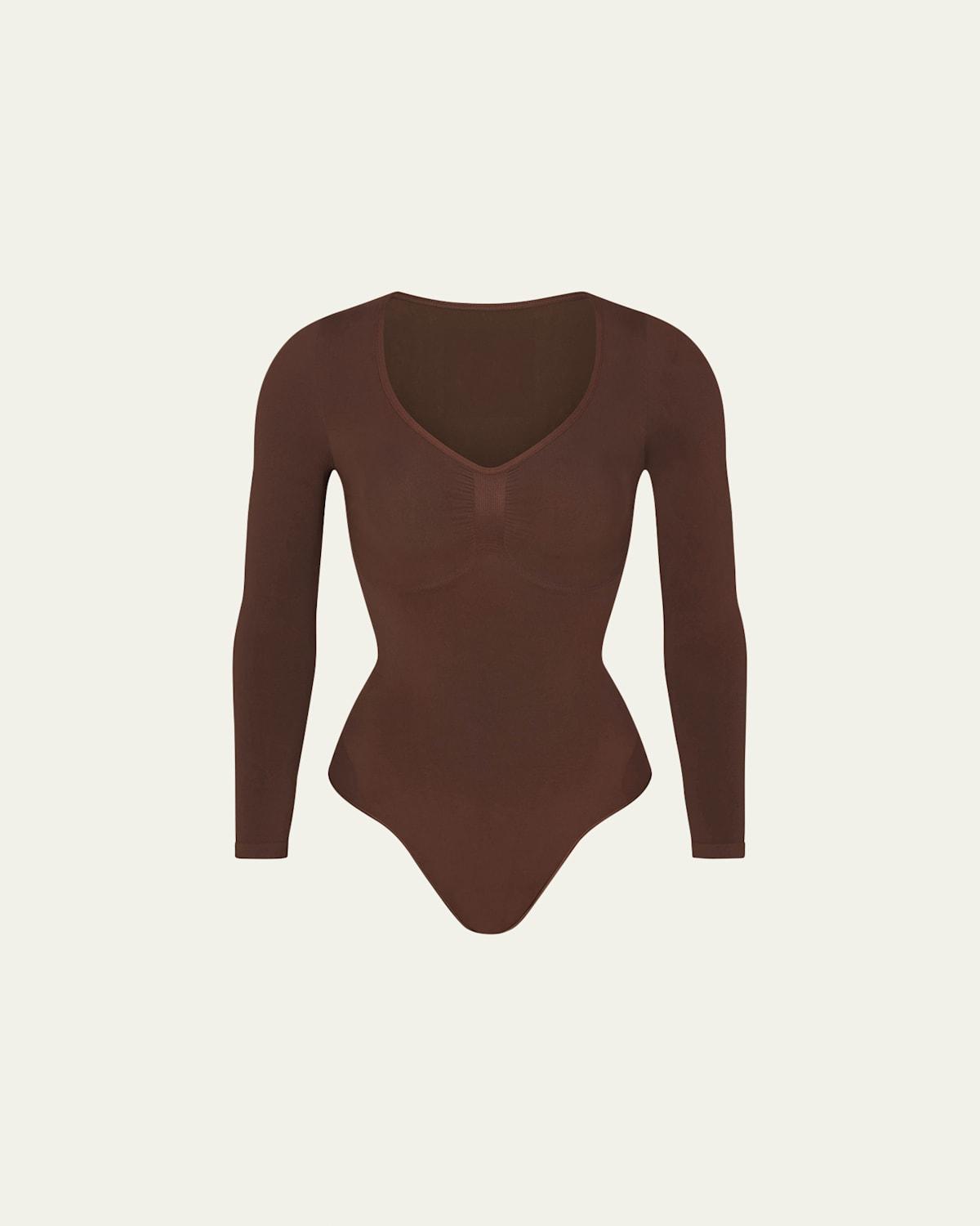 Womens Seamless Sculpt Long-Sleeve Thong Bodysuit Product Image