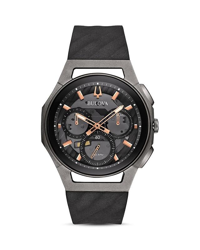 Men's Bulova Curv Chronograph Two-Tone Strap Watch with Black Skeleton Dial (Model: 98A185) Product Image