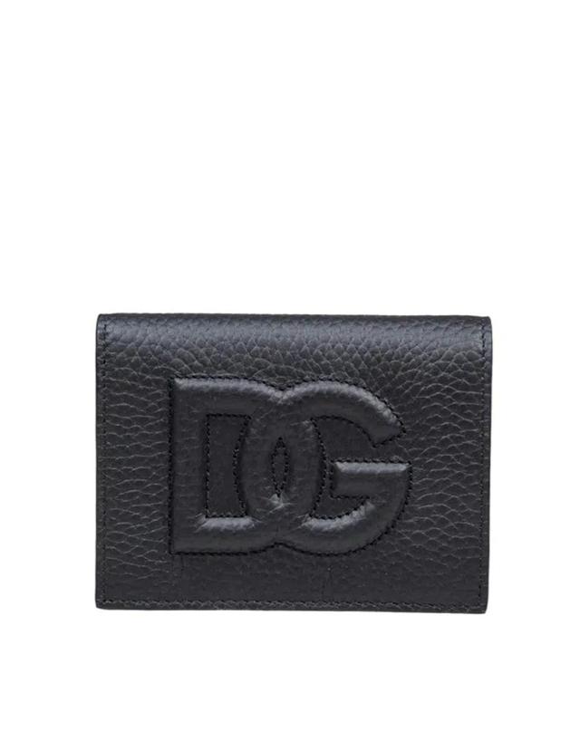 Leather Card Holder With Dg Logo In Black Product Image