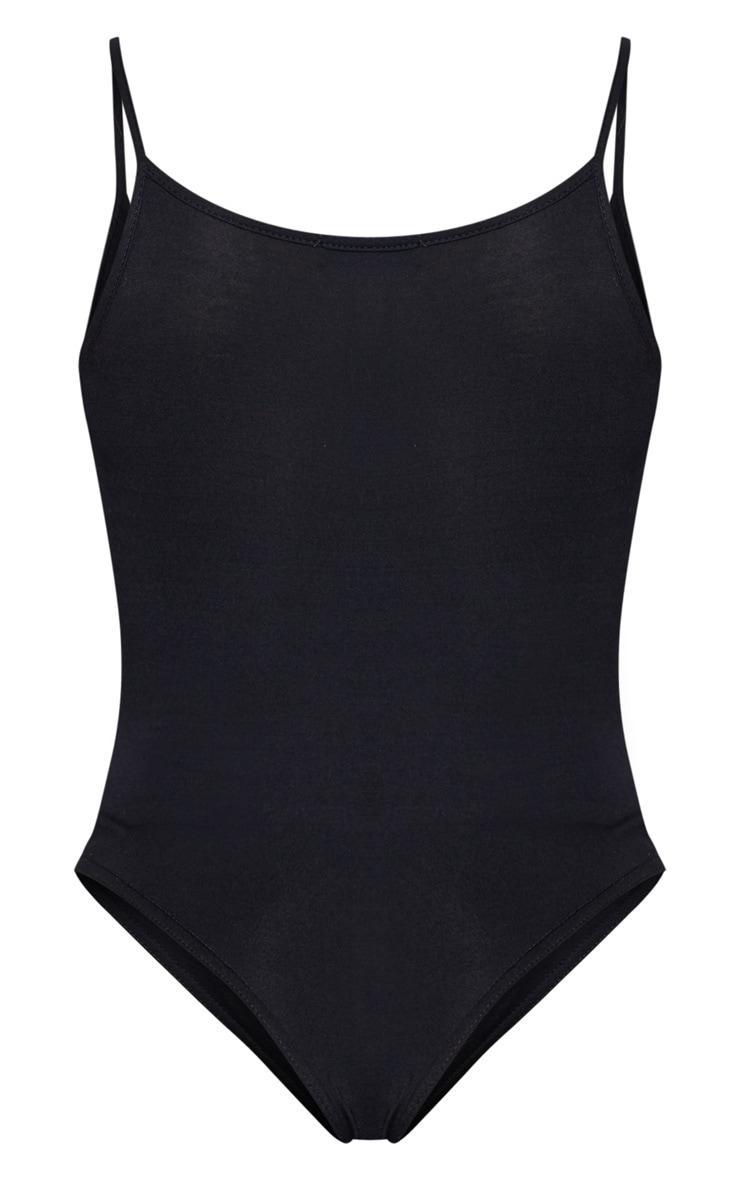 Basic Black Cotton Blend Scoop Neck Bodysuit Product Image