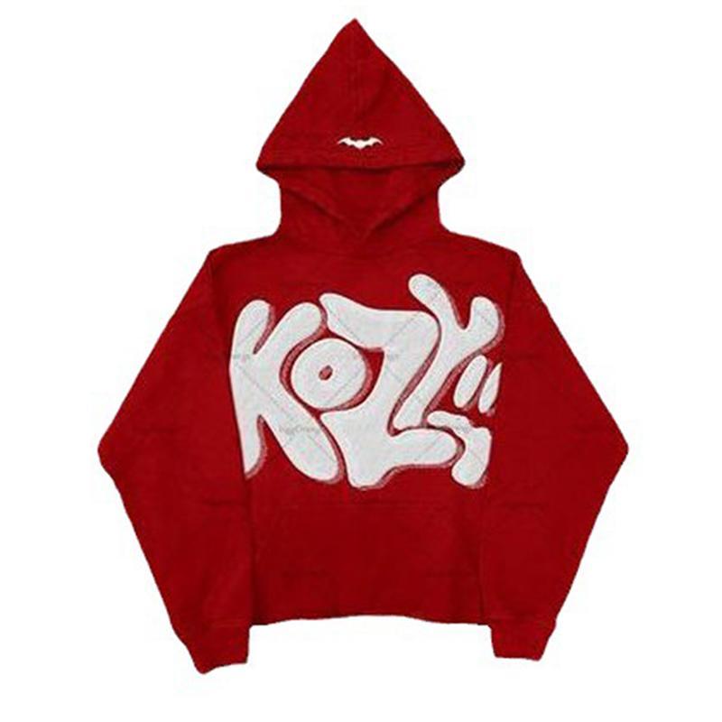 Puff Print Hip Hop Street Graphic Pullover Hoodie Product Image