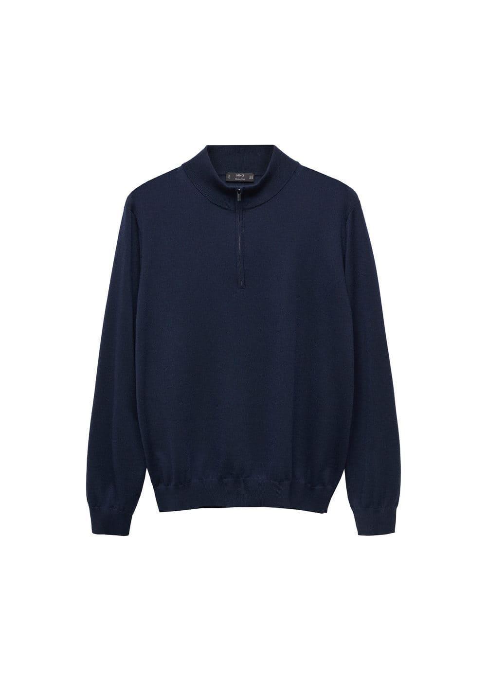 MANGO MAN - 100% merino wool sweater with zipper collar navyMen Product Image