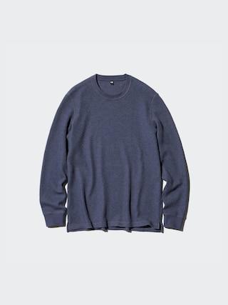 Waffle T-Shirt Long Sleeve Blue Small UNIQLO US Product Image